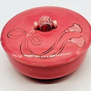 Moriyama‎ Hand Painted Covered Dish Bowl Powder Jar Rose Japan Floral Vintage